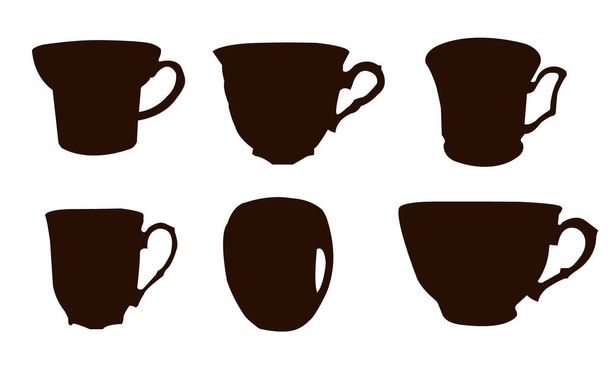 Collection de silhouettes de tasses pour thé et café. Illustration vectorielle. - Vecteur, image