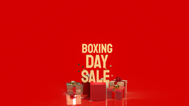 pudełko upominkowe i złoty tekst Boks Dzień sprzedaży dla biznesu lub koncepcji reklamowej 3d rendering - Zdjęcie, obraz