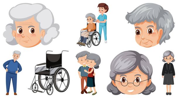Raccolta di icone per anziani illustrazione - Vettoriali, immagini