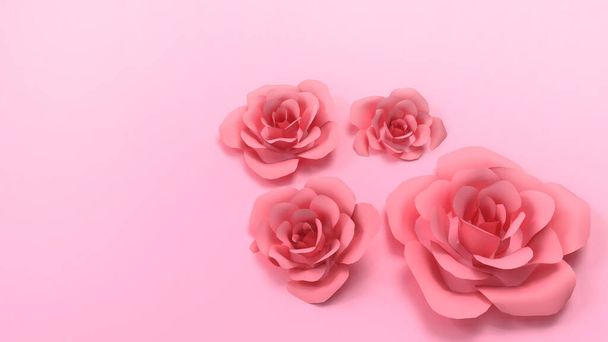  家族の絆と思いやりの概念を持つ愛の日にバレンタインの背景の赤いバラ。紫色の背景に国際女性の日のアイデアや広告材料。-3dレンダリング - 写真・画像