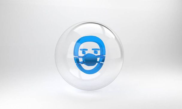Icono médico patólogo azul aislado sobre fondo gris. Botón círculo de cristal. Ilustración de representación 3D. - Foto, Imagen