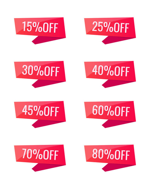 collection of price tags with discounts from. Vector illustration - Вектор,изображение