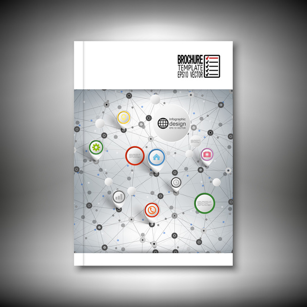 Abstract network. Brochure, flyer or report for business, template vector - Vector, imagen