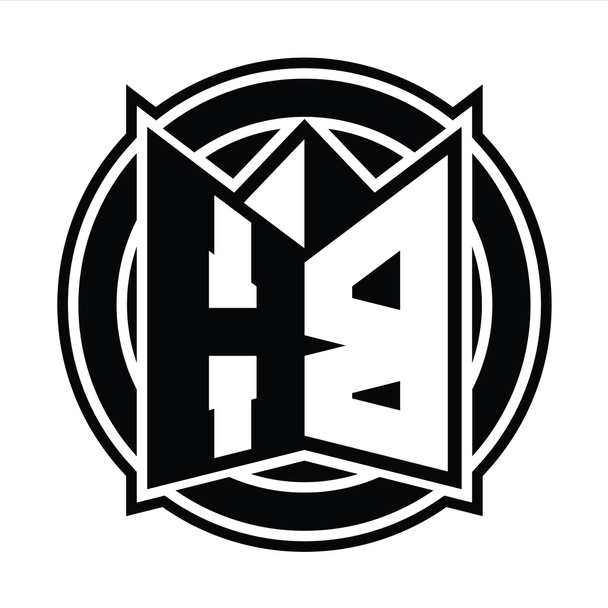 HB Logo monogram ontwerp sjabloon met spiegel schild vorm en cirkel afgerond - Foto, afbeelding