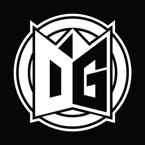 Modèle de conception de monogramme DG Logo avec forme de bouclier miroir et cercle arrondi - Photo, image