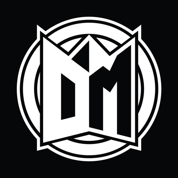 Šablona návrhu loga DM se zrcadlovým tvarem a kruhovým zakulacením - Fotografie, Obrázek