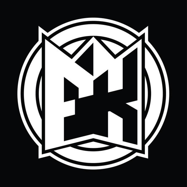 Wzór monografii FK Logo z lustrzanym kształtem tarczy i okręgiem zaokrąglonym - Zdjęcie, obraz