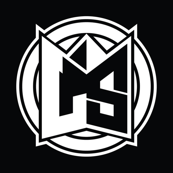 LS logó monogram design sablon tükör alakú és kör lekerekített - Fotó, kép