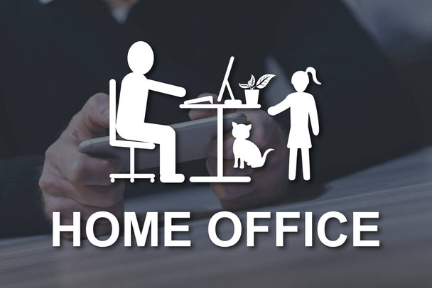 Home office concept illustrated by a picture on background - 写真・画像