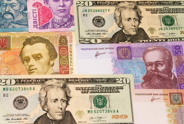 Dollars en hryvnia - Foto, afbeelding