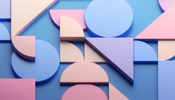 Abstract geometric composition, colorful background design, 3d render - Фото, изображение