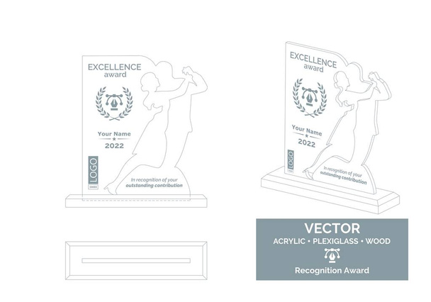 Danswedstrijd trofee vector template, Danswedstrijd trofee template, Danskampioenschap erkenning award. Danspaar - Vector, afbeelding