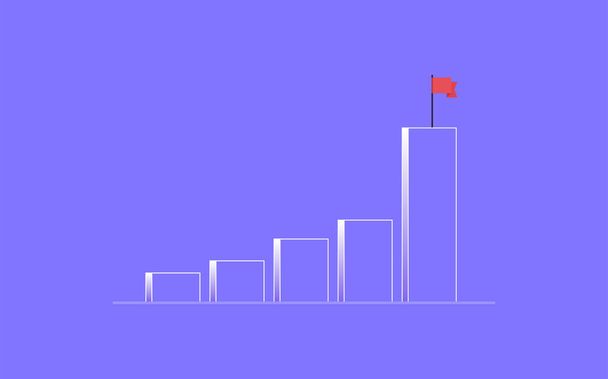 Graphique à barres financières d'affaires et graphique de croissance avec illustration vectorielle plate de concept de drapeau. - Vecteur, image