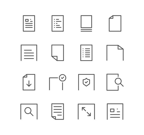 Set of document and paper icons, page, note, form, word, message and linear variety vectors. - Vektor, Bild