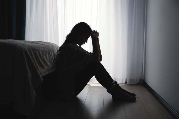 Woman suffering from depression. Sadness and headache concept - Zdjęcie, obraz