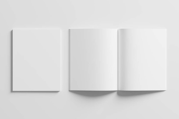 US Letter Size Magazine Broschüre 3D Rendering White Blank Mockup für Design-Präsentation - Foto, Bild