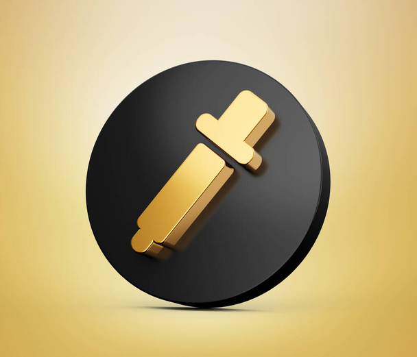 Contagocce oro o raccoglitore 3d icona nera isolato sfondo 3d illustrazione. - Foto, immagini