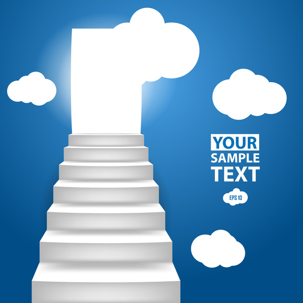 Staircase to up with clouscape, conceptual background to motivat - Vector, Imagen