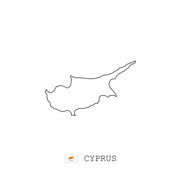 Chipre mapa vectorial esquema, línea, lineal. Chipre mapa negro sobre fondo blanco. Chipre bandera - Vector, Imagen