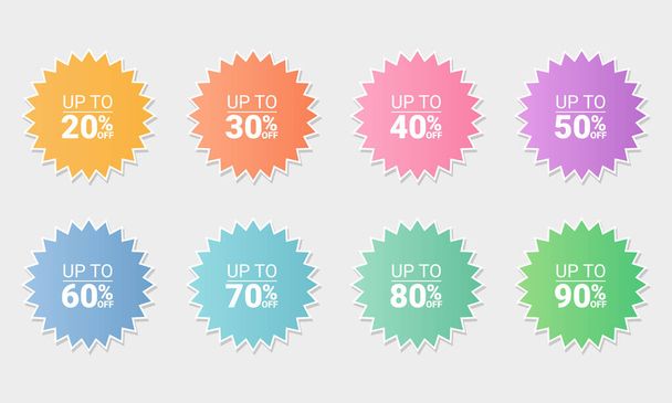 Collection of colorful price tags with discounts. Vector illustration - Vector, Image