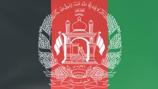 3DCG animatie van nationale vlaggen wapperend in de wind, Afghanistan - Video