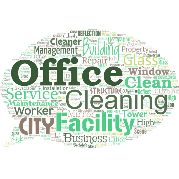 Nuvem de palavra grande na forma de bolha de fala com palavras limpeza de escritório. - Vetor, Imagem