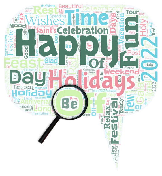 Облако слов в форме диалогового окна со словами "Счастливых праздников". - Фото, изображение