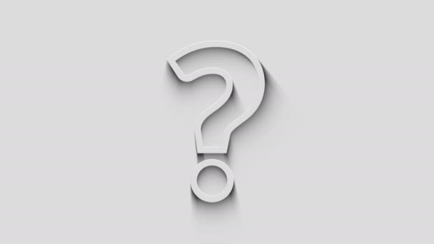 Question mark, search, support, faq, quiz and help symbol with natural shadow. Cyber technology icon loopable and seamless abstract concept. 3d light and shade object. - Footage, Video