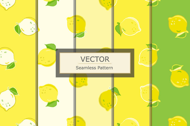 Limón fruta amarillo y verde pastel vintage vector patrón impecable repetir el diseño de fondo - Vector, Imagen
