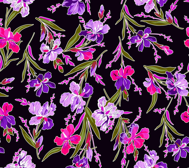 Beautiful seamless raster pattern with simple devices. Background with decorative floral decorations for textile, wrapper, fabric, clothing, covers, paper, print, scrapbook. cloth color flower - Photo, Image