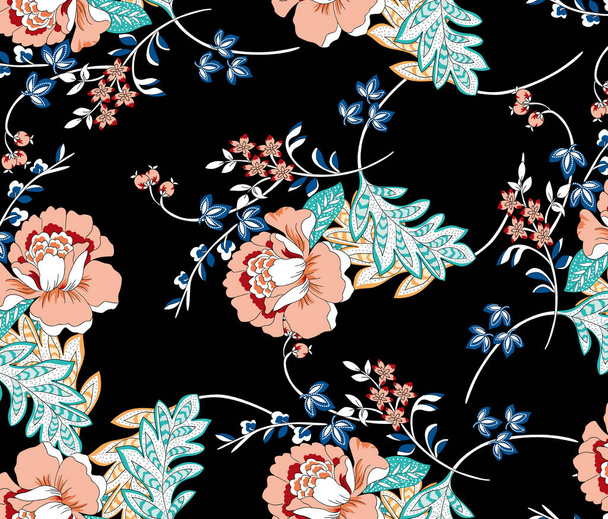 Beautiful seamless raster pattern with simple devices. Background with decorative floral decorations for textile, wrapper, fabric, clothing, covers, paper, print, scrapbook. cloth color flower - Foto, imagen