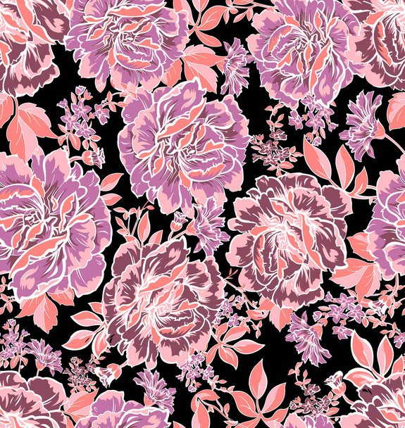 Beautiful seamless raster pattern with simple devices. Background with decorative floral decorations for textile, wrapper, fabric, clothing, covers, paper, print, scrapbook. cloth color flower - Photo, Image