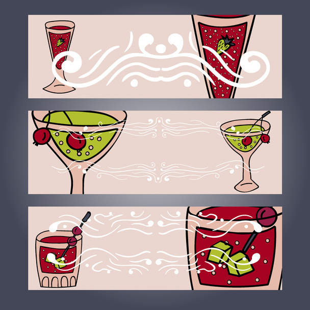 Set mit 3 Cocktailpartykarten - Vektor, Bild