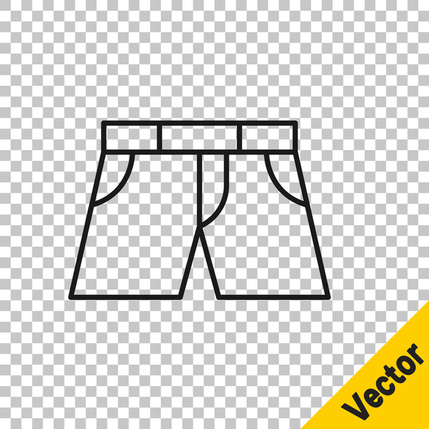 Línea negra Icono corto o pantalón aislado sobre fondo transparente. Vector. - Vector, imagen