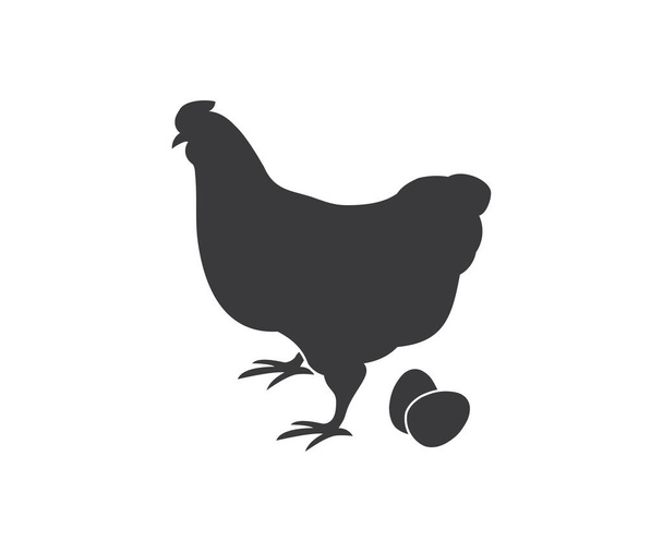 Chicken with eggs icon, Hen or chicken vector outline logo design. Concept of organic farm. Minimal, simple background for label design vector design and illustration. - Vector, Image
