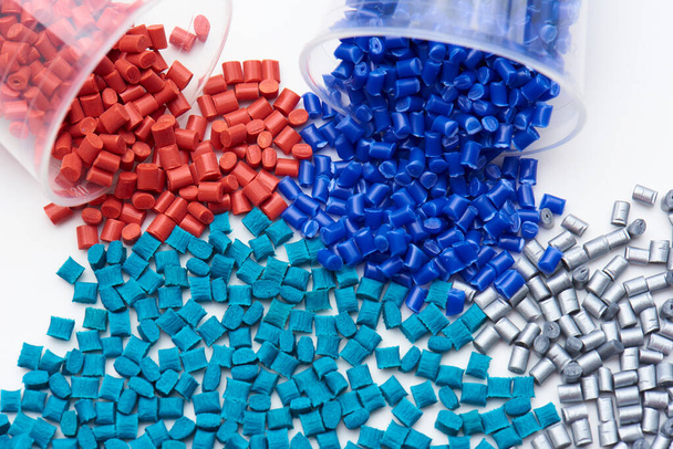 variation of pigmented plastic granulates resin in lab - Photo, Image