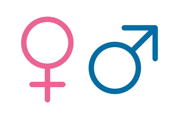 性別アイコン。男性と女性のイラストのシンボル。男性と女性のベクトルに署名. - ベクター画像