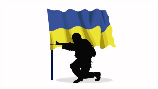 Ukrainische Kriegsanimation mit Soldat, 4k Video animiert - Filmmaterial, Video