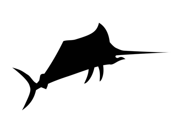pez espada vida marina animal silueta estilo - Vector, Imagen