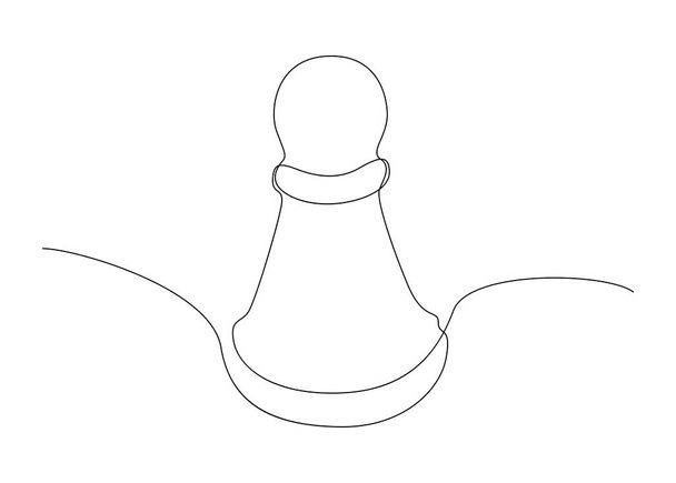 Одна сплошная линия рисования пешки, шахматной фигуры. Концепция вектора тонкой линии иллюстрации. Контур Рисунок творческих идей. - Вектор,изображение