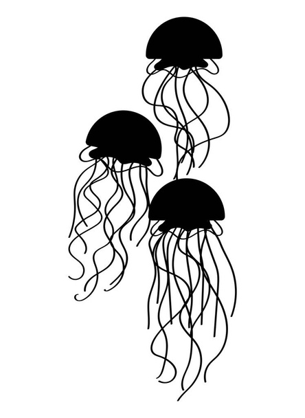 medusas estilo de silueta animal de mar - Vector, imagen