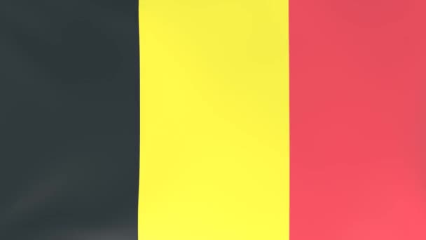 Animazione 3DCG di bandiere nazionali sventolanti nel vento, Belgio - Filmati, video