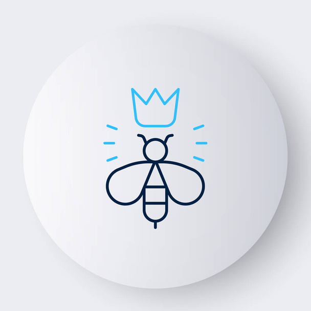 Line Queen bee icon isolated on white background. Sweet natural food. Honeybee or apis with wings symbol. Flying insect. Colorful outline concept. Vector. - Vector, Image
