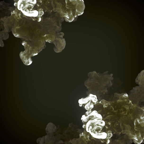 Close up chemical smoke explosions. Glow effect. 3d rendering digital illustration - 写真・画像