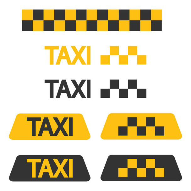 Taxi icon set. Driver sticker illustration symbol. People transport sign vector. - Vetor, Imagem