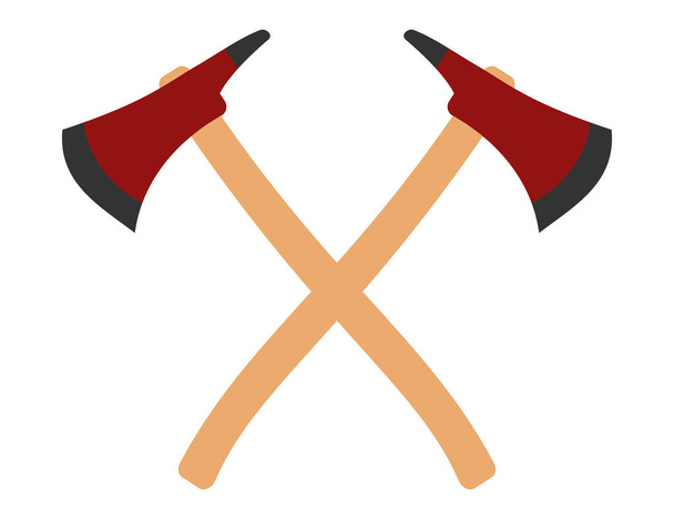 Two fire axes icon. Hatchet illustration symbol. Sign fireman's tool vector. - Vettoriali, immagini