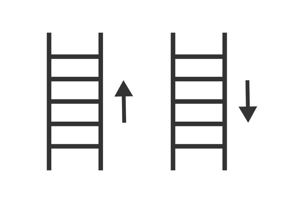 Дерев'яні вертикальні сходи вгору і вниз значок. Символ ілюстрації будівельного інструменту. Знак сходів вектор
. - Вектор, зображення