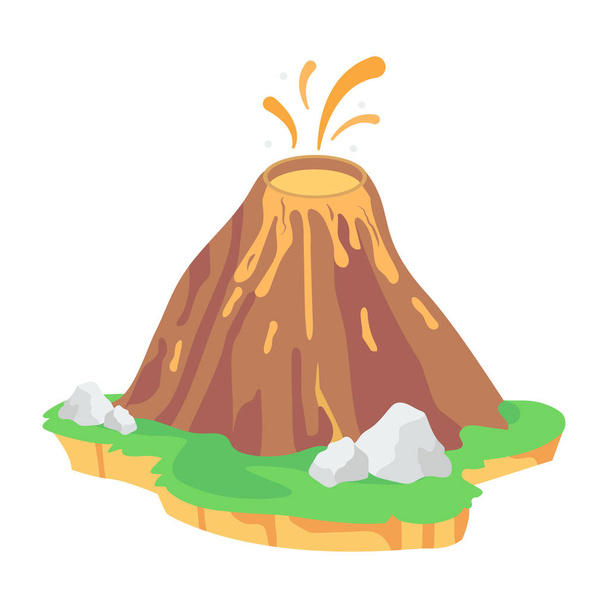 volcano in the desert, vector illustration - Vettoriali, immagini