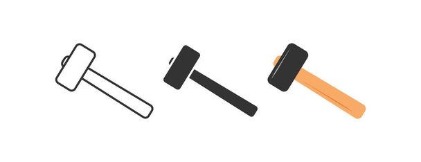 Sledgehammer icoon. Grote hamer met houten handvat illustratie symbool. Teken contructie tool vector. - Vector, afbeelding