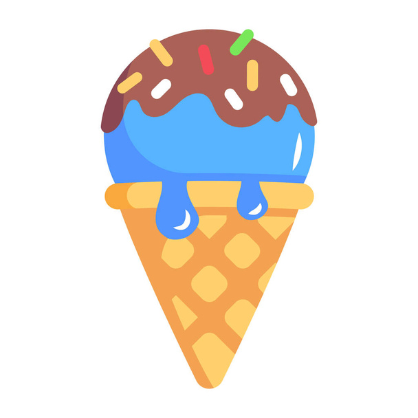 ice cream cone icon. cartoon of chocolate popsicle vector illustration isolated on white background - Vector, imagen